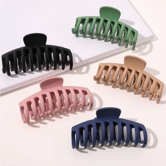 5pcs Solid Multicolor Hair Claw - Picture 1 of 1